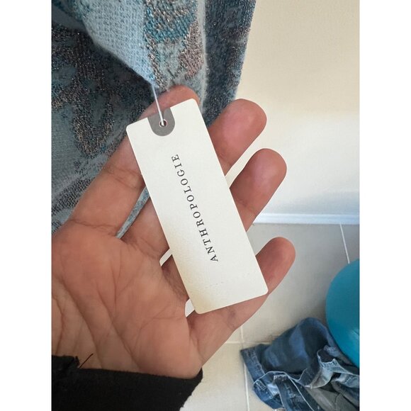 NWT ANTHROPOLOGIE powder blue bell-sleeve turtleneck  sweater SMALL - Picture 6 of 8